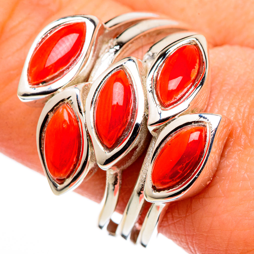 Mediterranean Red Coral Rings handcrafted by Ana Silver Co - RING99571