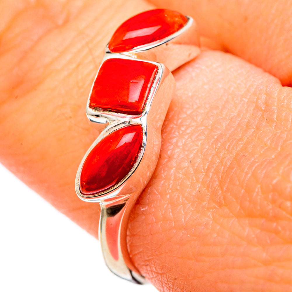 Mediterranean Red Coral Rings handcrafted by Ana Silver Co - RING99572