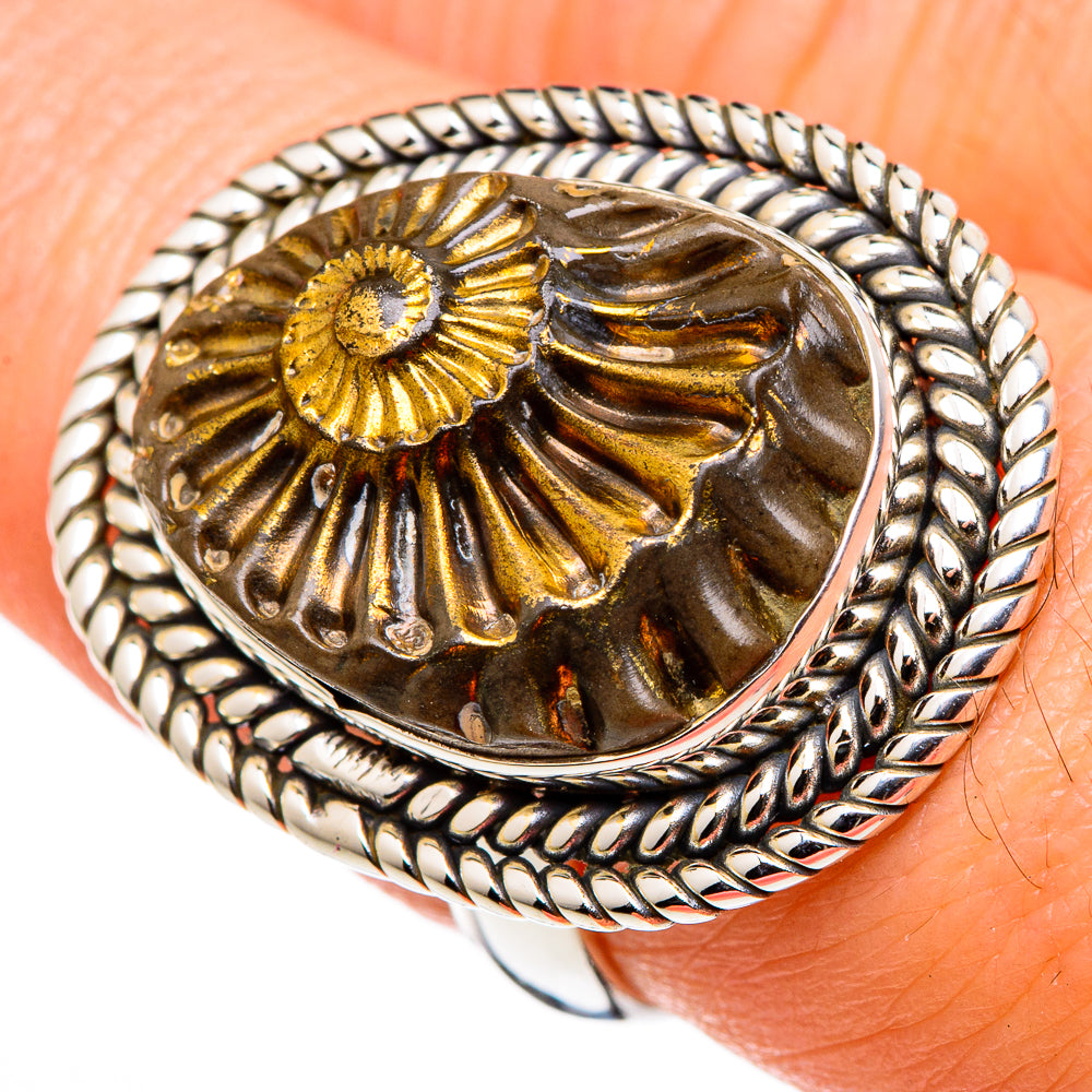 Pyrite Fossil Rings handcrafted by Ana Silver Co - RING99583