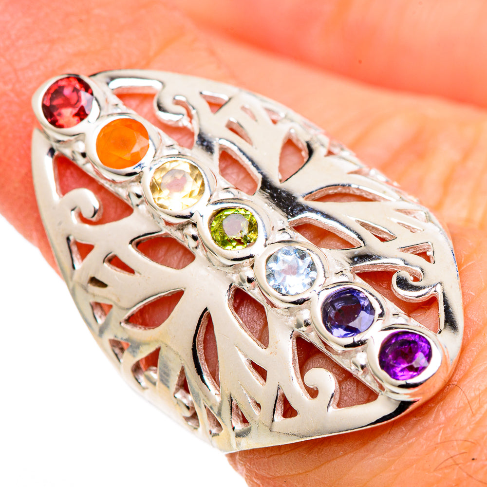 Multi-stone Rainbow Chakra Rings handcrafted by Ana Silver Co - RING99587