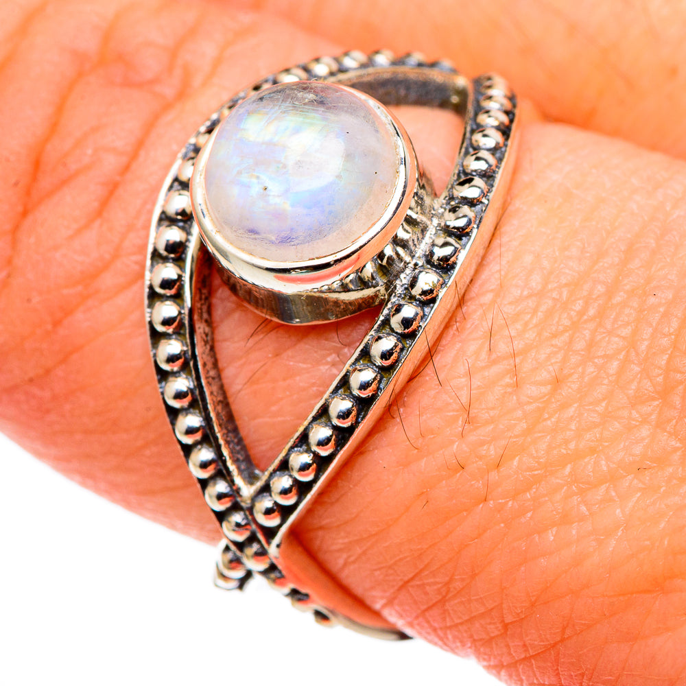 Rainbow Moonstone Rings handcrafted by Ana Silver Co - RING99626