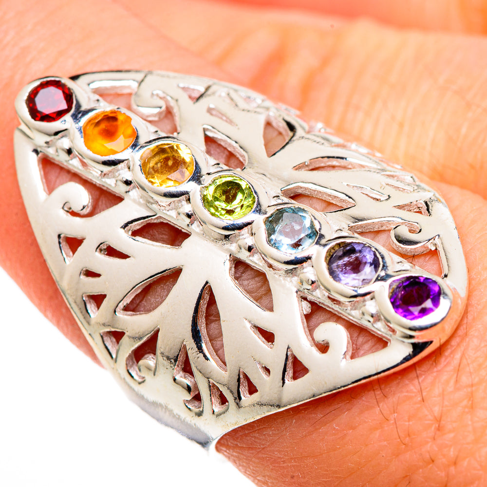 Multi-stone Rainbow Chakra Rings handcrafted by Ana Silver Co - RING99628