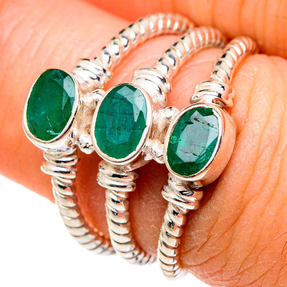 Zambian Emerald Rings handcrafted by Ana Silver Co - RING99679