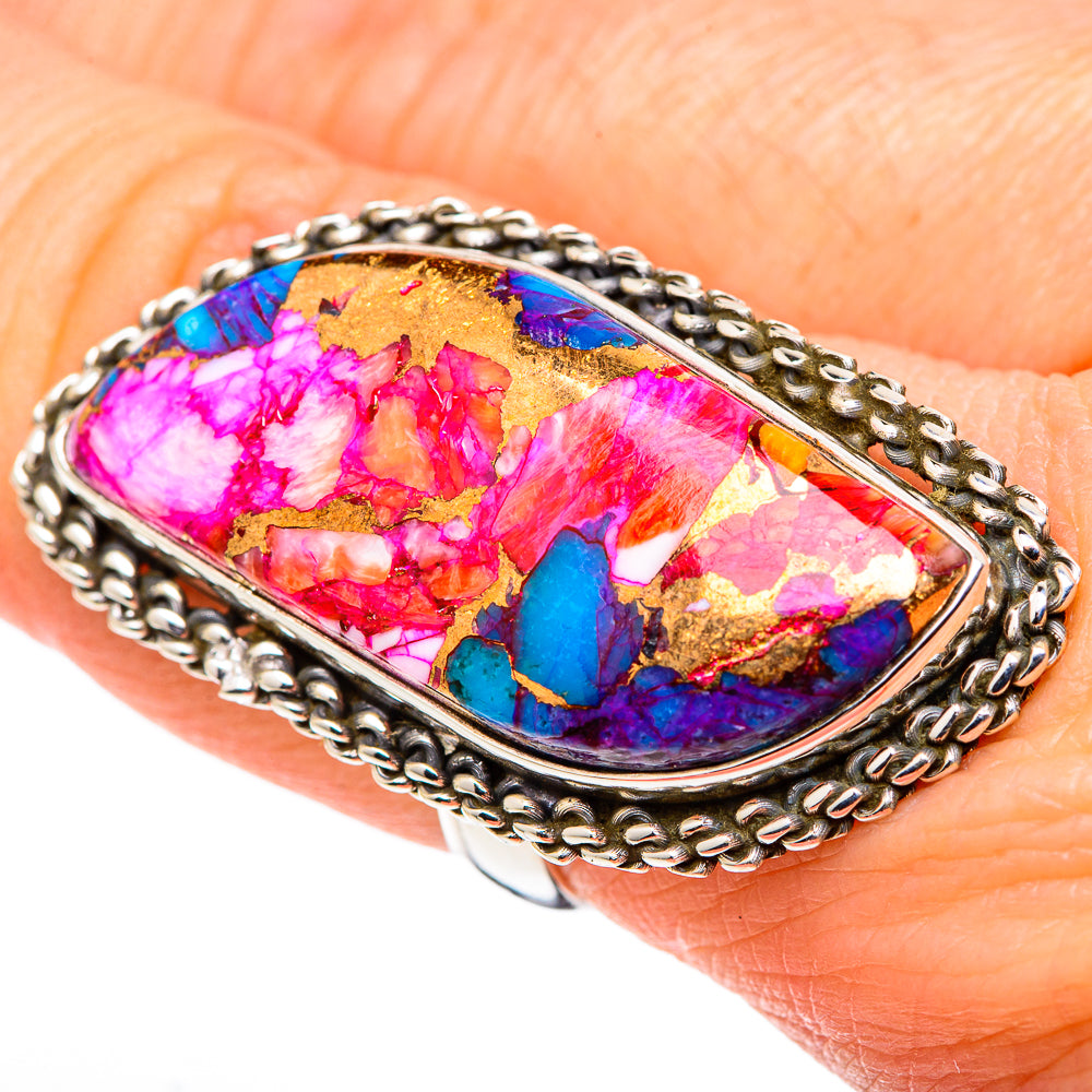 Kingman Pink Dahlia Turquoise Rings handcrafted by Ana Silver Co - RING99787