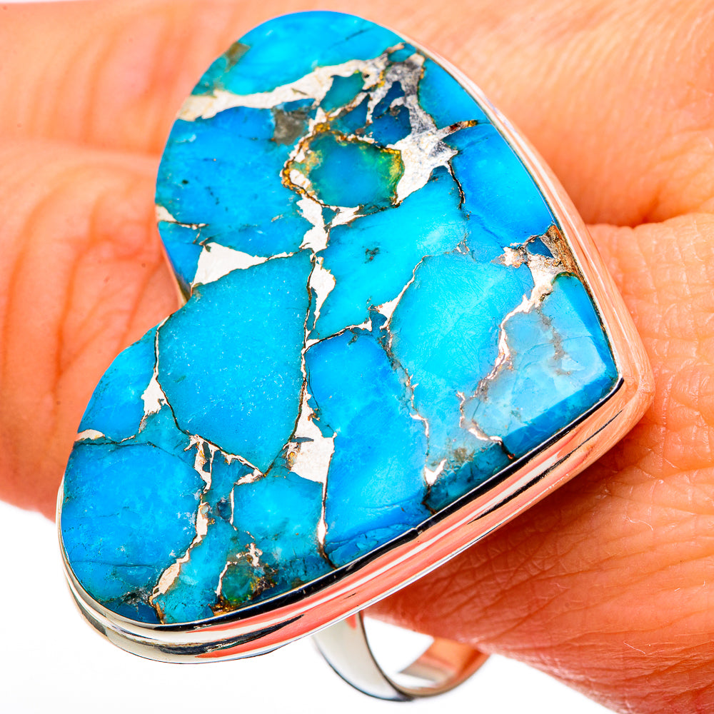 Blue Copper Composite Turquoise Rings handcrafted by Ana Silver Co - RING99797