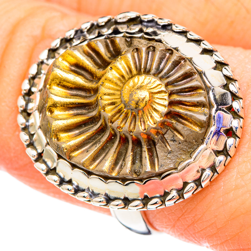 Pyrite Fossil Rings handcrafted by Ana Silver Co - RING99901