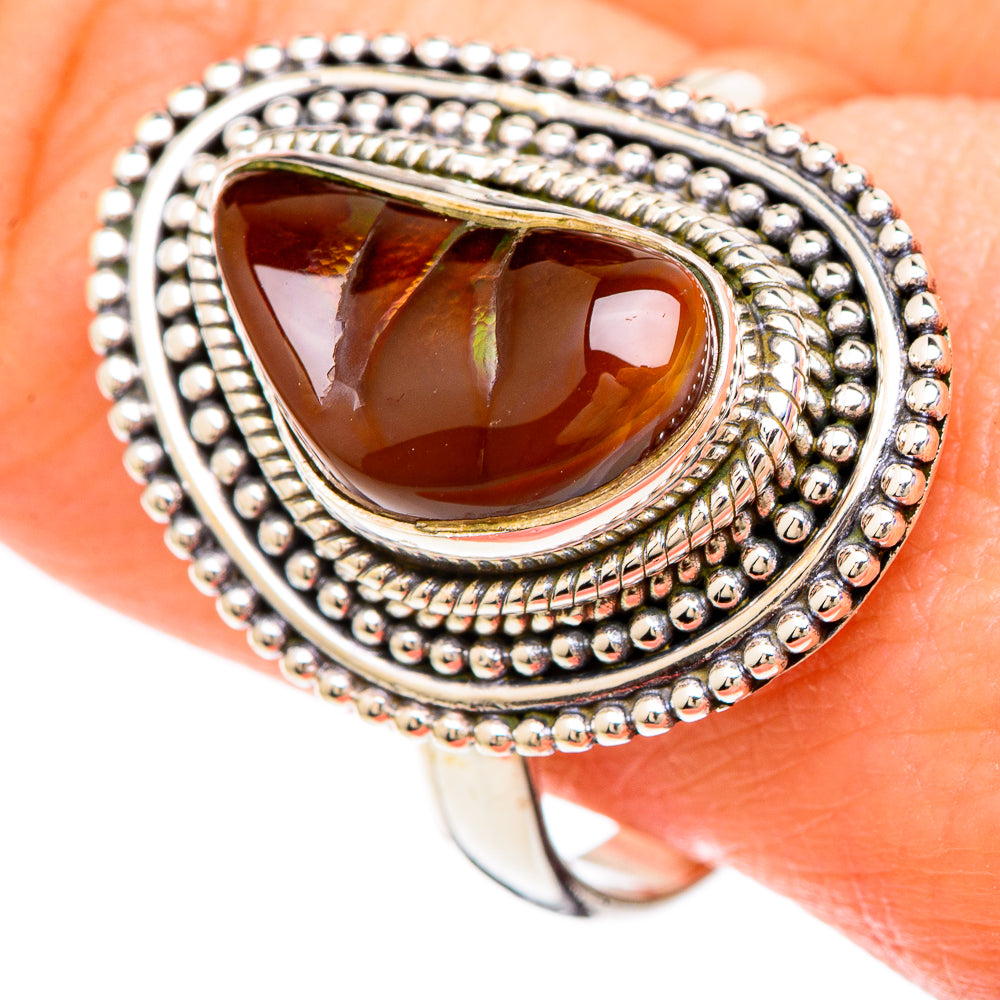 Mexican Fire Agate Rings handcrafted by Ana Silver Co - RING99921