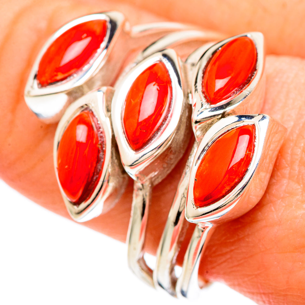 Mediterranean Red Coral Rings handcrafted by Ana Silver Co - RING99931