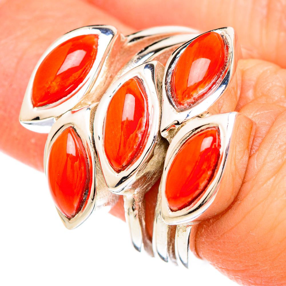Mediterranean Red Coral Rings handcrafted by Ana Silver Co - RING99969