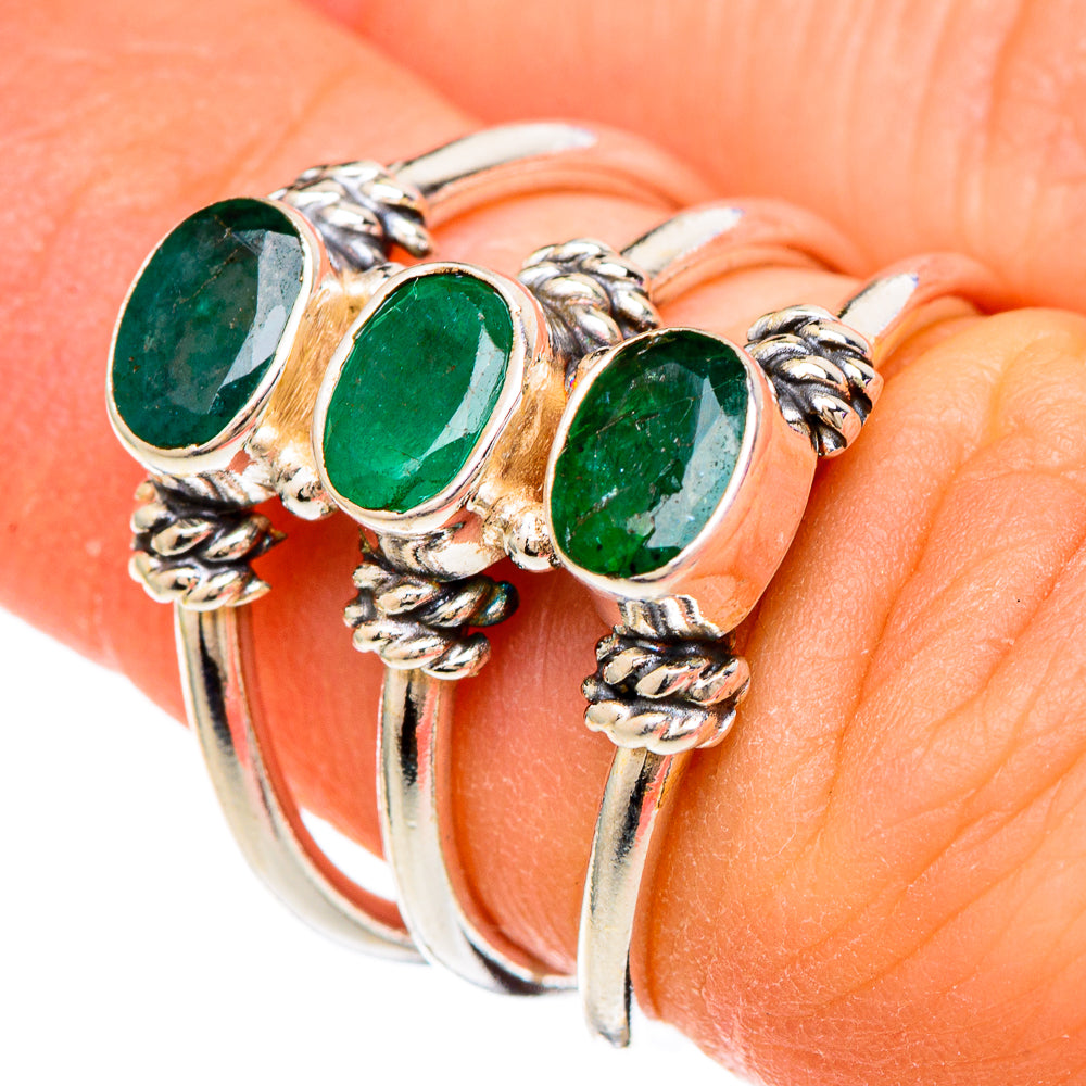 Zambian Emerald Rings handcrafted by Ana Silver Co - RING99994