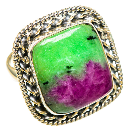 Ruby Zoisite Rings handcrafted by Ana Silver Co - RING100081
