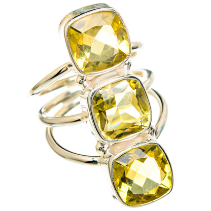 Sterling silver citrine ring with three faceted oval stones in stacked setting