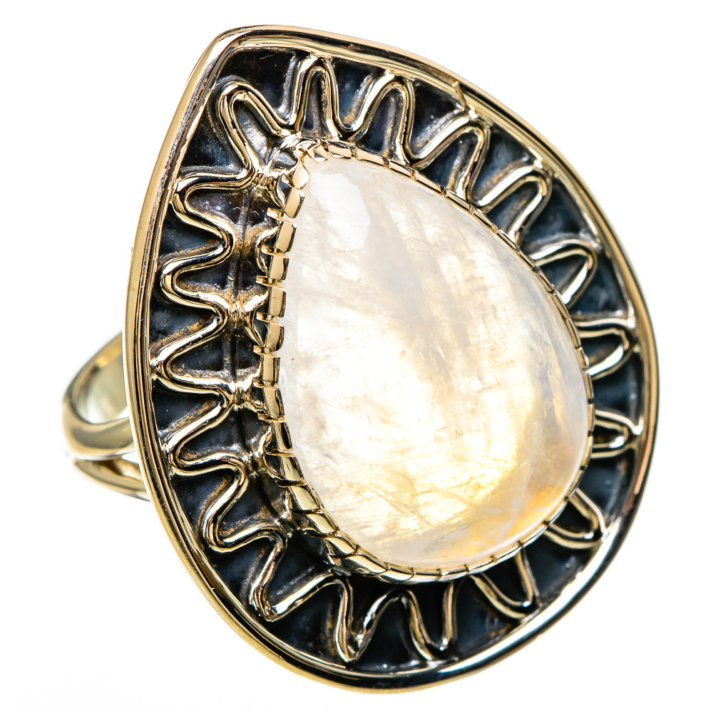 Rainbow Moonstone Rings handcrafted by Ana Silver Co - RING100671