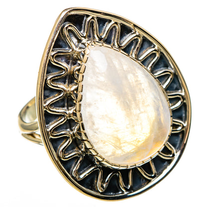 Rainbow Moonstone Rings handcrafted by Ana Silver Co - RING100671
