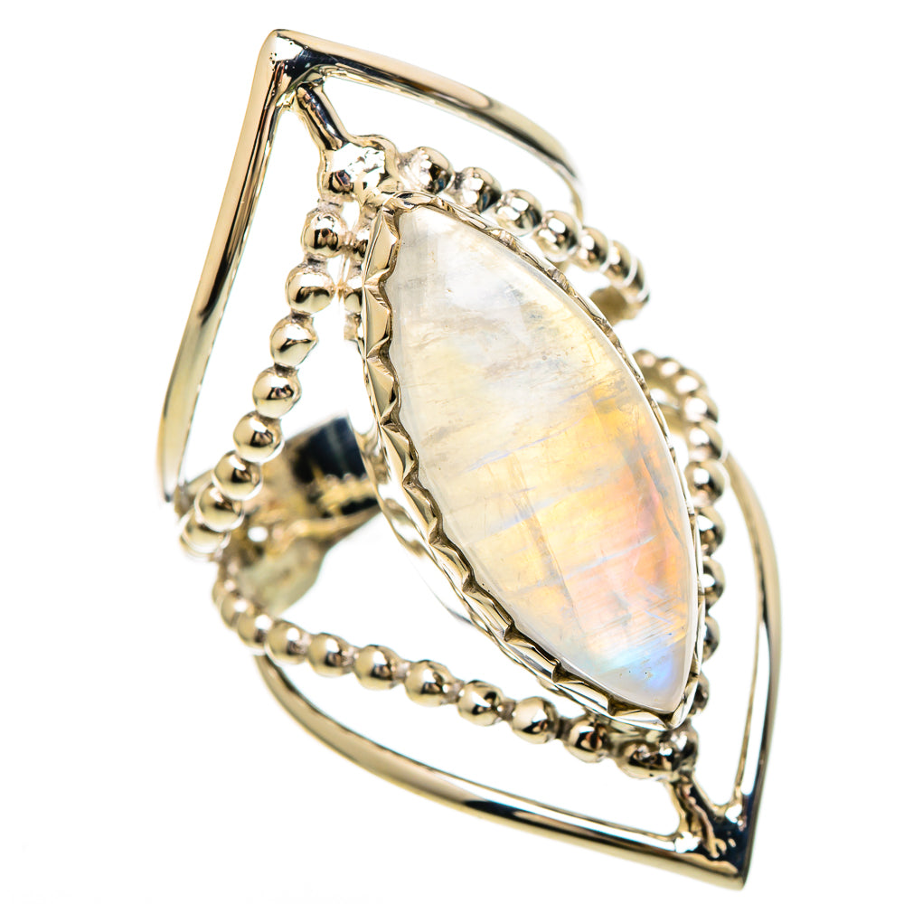 Rainbow Moonstone Rings handcrafted by Ana Silver Co - RING100678