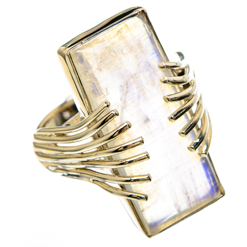 Rainbow Moonstone Rings handcrafted by Ana Silver Co - RING100698