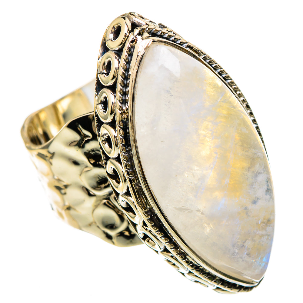 Rainbow Moonstone Rings handcrafted by Ana Silver Co - RING100699