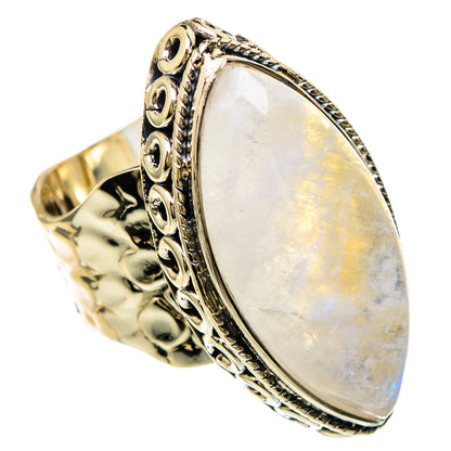 Rainbow Moonstone Rings handcrafted by Ana Silver Co - RING100699