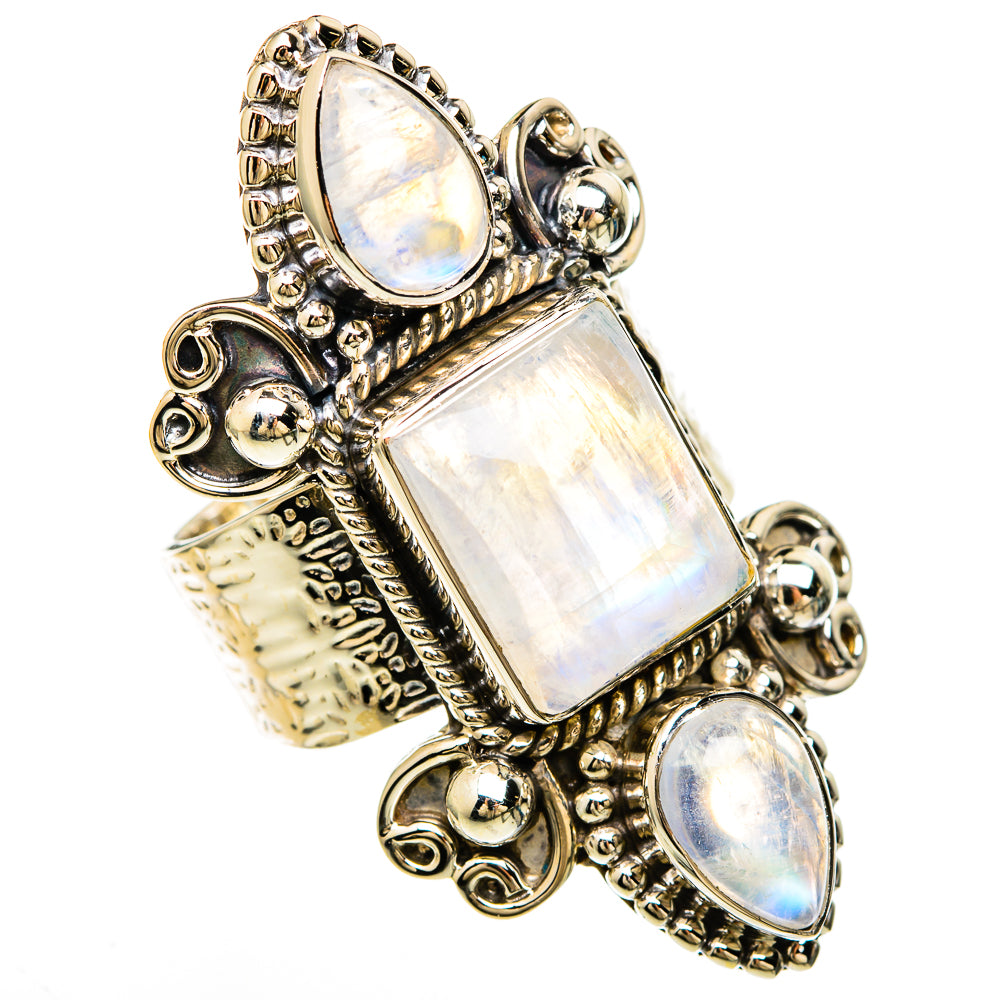 Rainbow Moonstone Rings handcrafted by Ana Silver Co - RING100700
