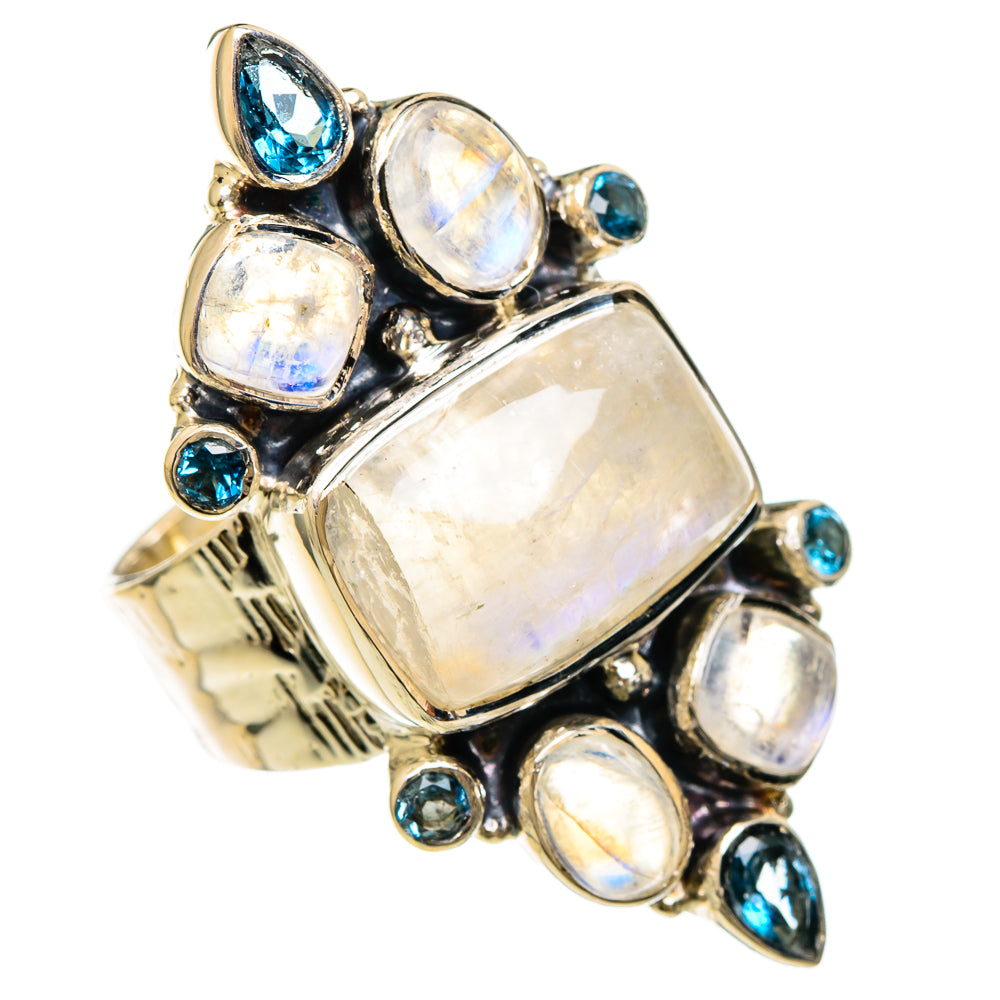 Rainbow Moonstone Rings handcrafted by Ana Silver Co - RING100713