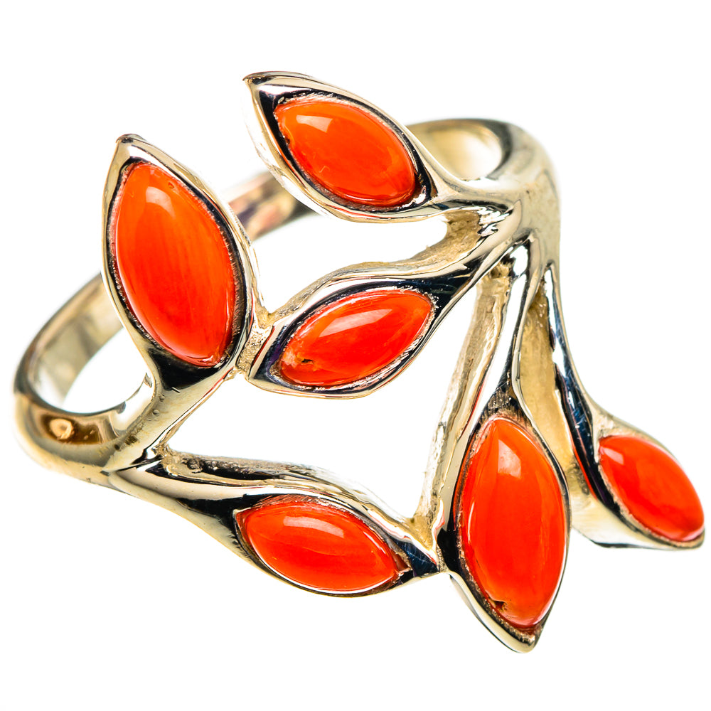 Mediterranean Red Coral Rings handcrafted by Ana Silver Co - RING100805 - Photo 2