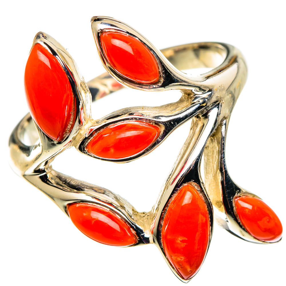 Mediterranean Red Coral Rings handcrafted by Ana Silver Co - RING100873 - Photo 2