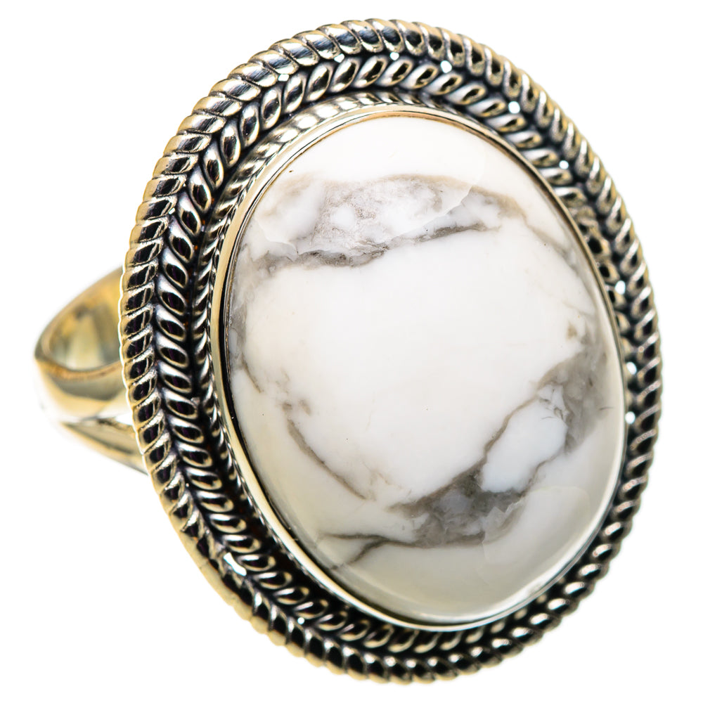 Howlite Rings handcrafted by Ana Silver Co - RING100915 - Photo 2