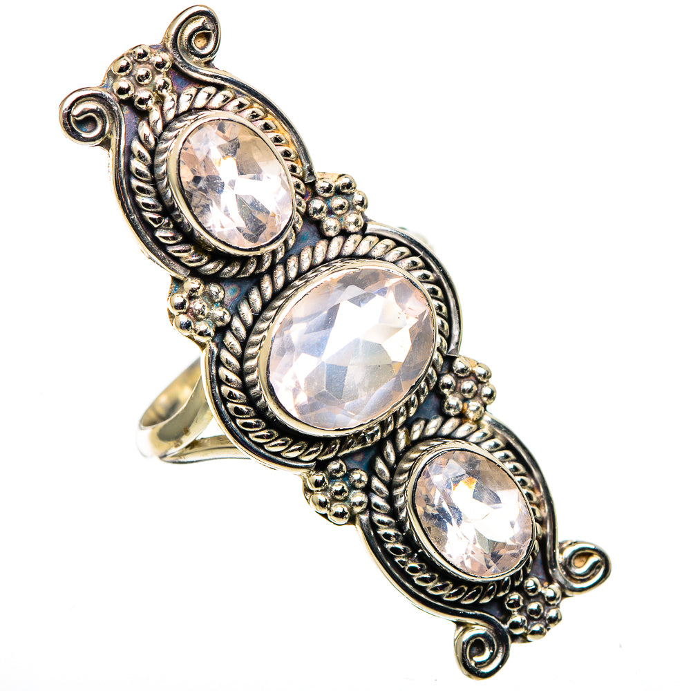 Rose Quartz Rings handcrafted by Ana Silver Co - RING100924