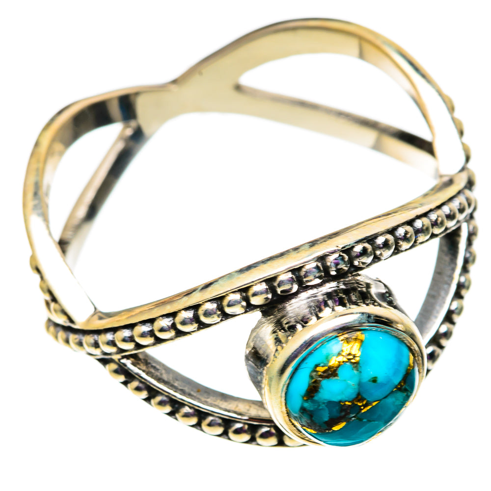 Blue Copper Composite Turquoise Rings handcrafted by Ana Silver Co - RING100932