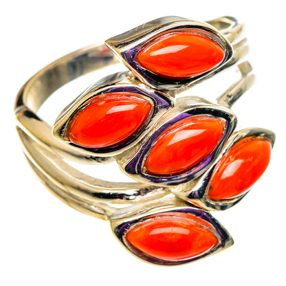 Mediterranean Red Coral Rings handcrafted by Ana Silver Co - RING100948 - Photo 2