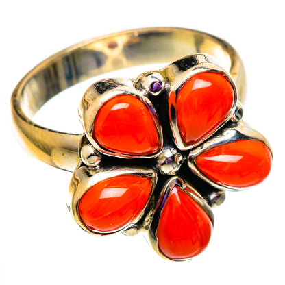 Mediterranean Red Coral Rings handcrafted by Ana Silver Co - RING100949 - Photo 2