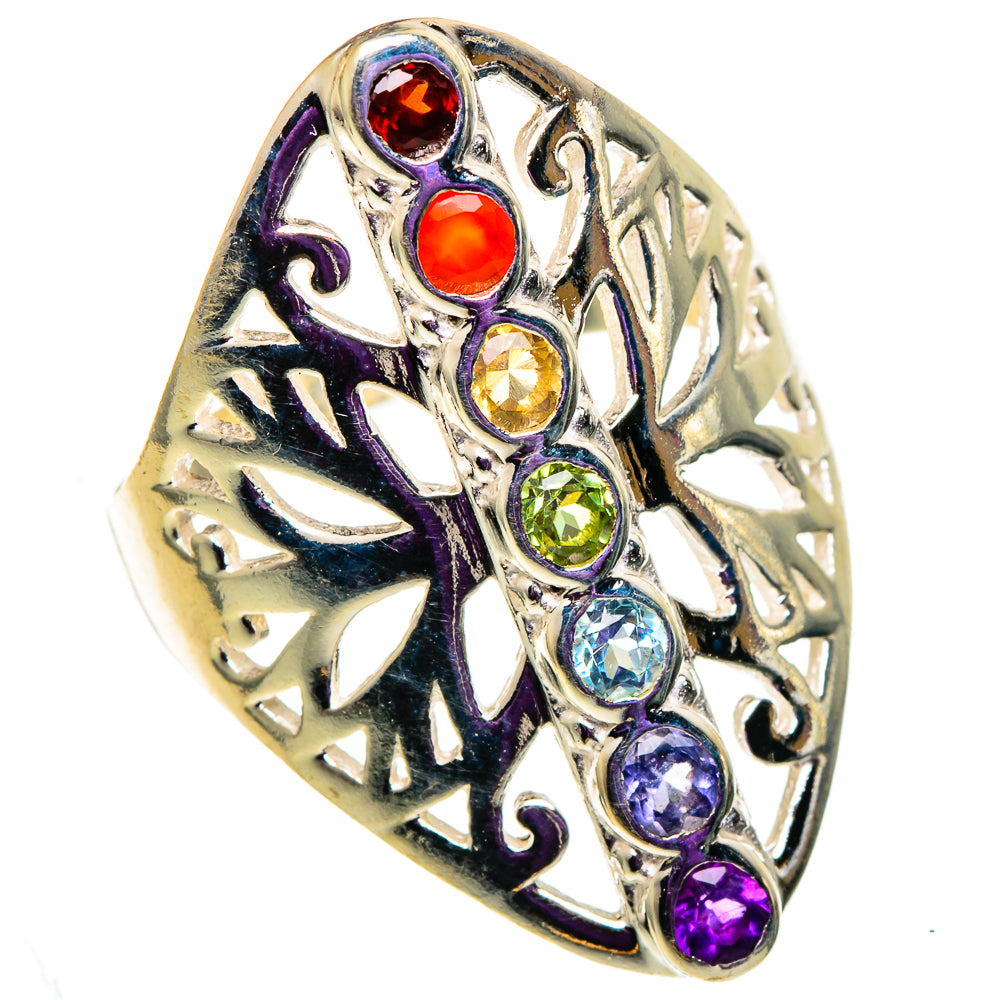 Rainbow Chakra Rings handcrafted by Ana Silver Co - RING100958