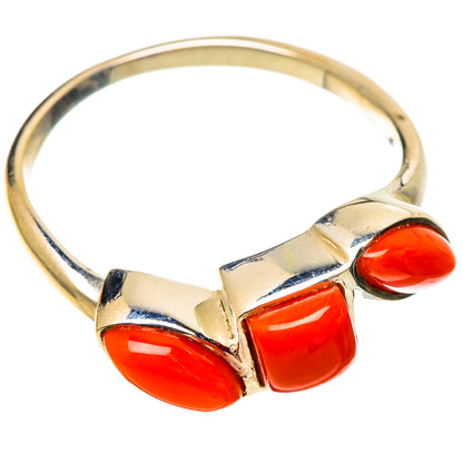 Mediterranean Red Coral Rings handcrafted by Ana Silver Co - RING100978 - Photo 2