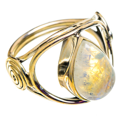Rainbow Moonstone Rings handcrafted by Ana Silver Co - RING100985