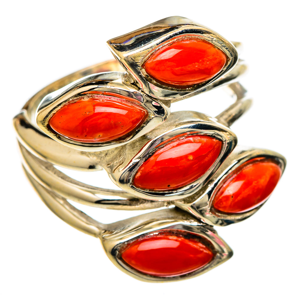 Mediterranean Red Coral Rings handcrafted by Ana Silver Co - RING101154 - Photo 2