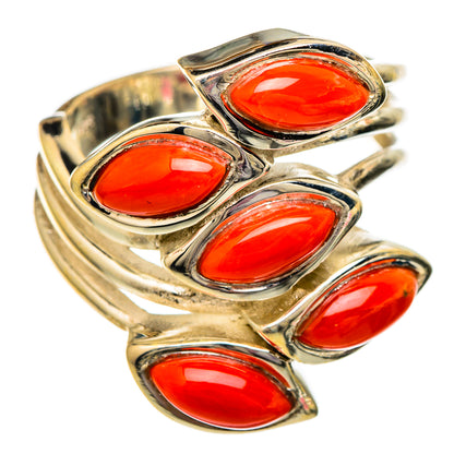Mediterranean Red Coral Rings handcrafted by Ana Silver Co - RING101209 - Photo 2