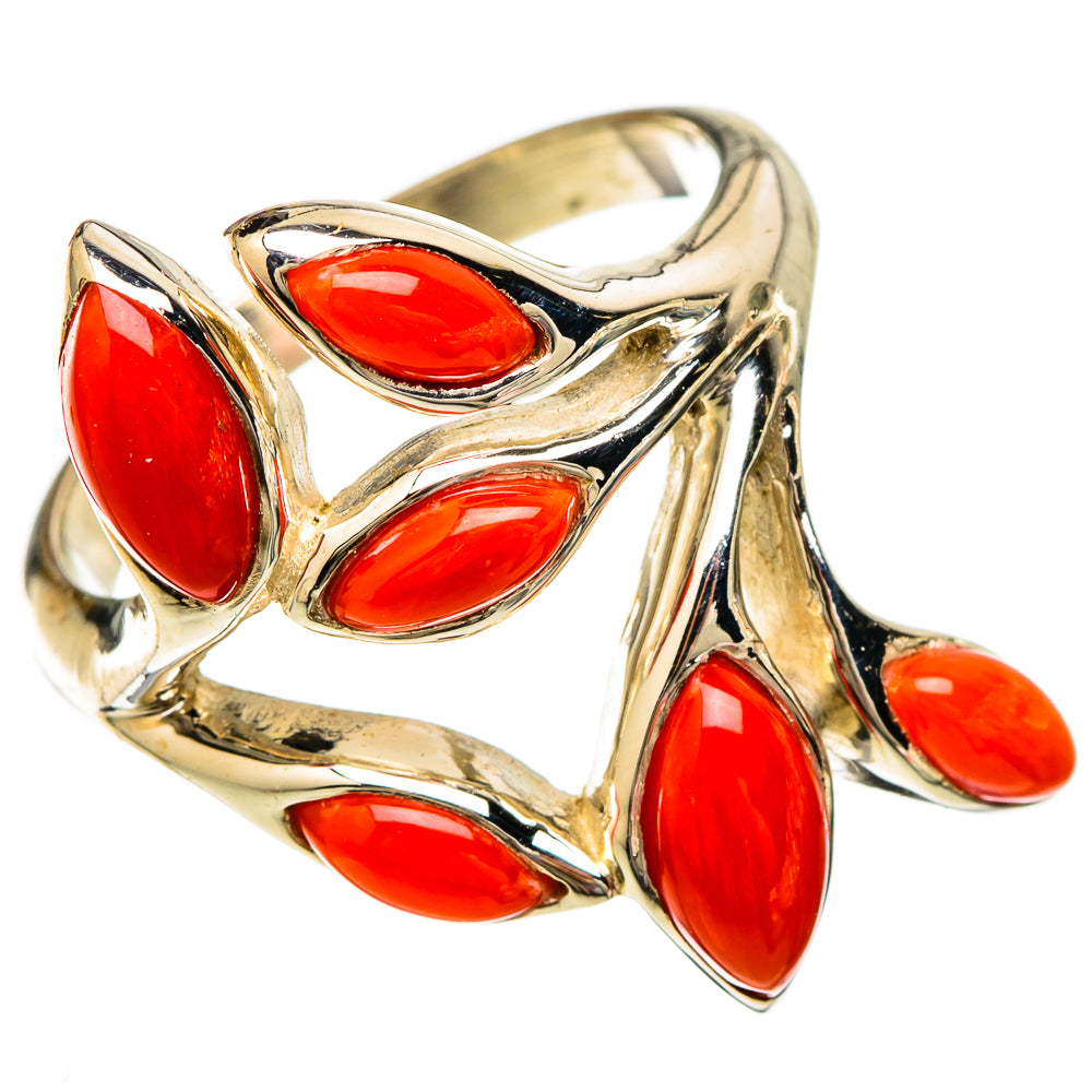 Mediterranean Red Coral Rings handcrafted by Ana Silver Co - RING101210 - Photo 2