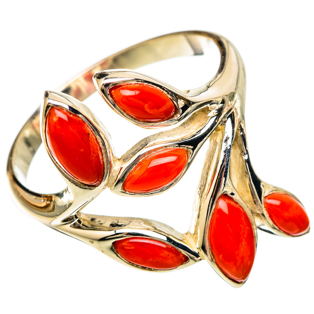 Mediterranean Red Coral Rings handcrafted by Ana Silver Co - RING101217 - Photo 2