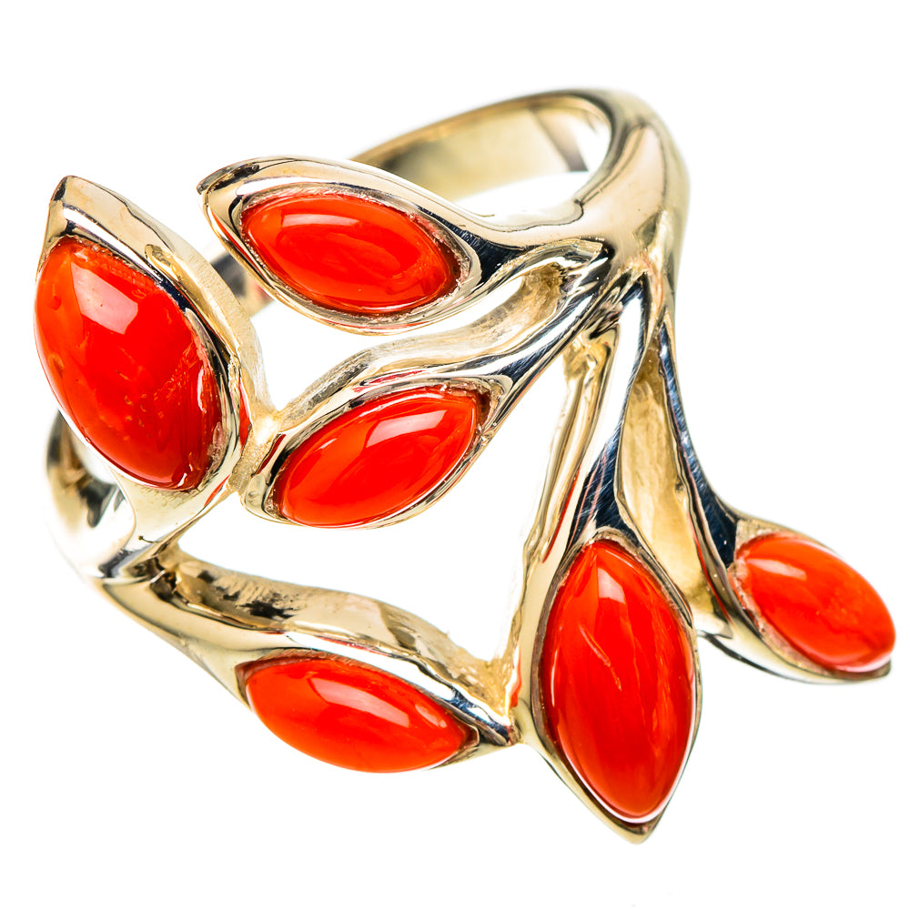 Mediterranean Red Coral Rings handcrafted by Ana Silver Co - RING101221 - Photo 2