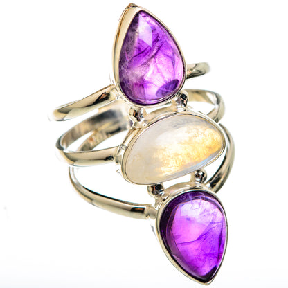 Rainbow Moonstone Rings handcrafted by Ana Silver Co - RING101222