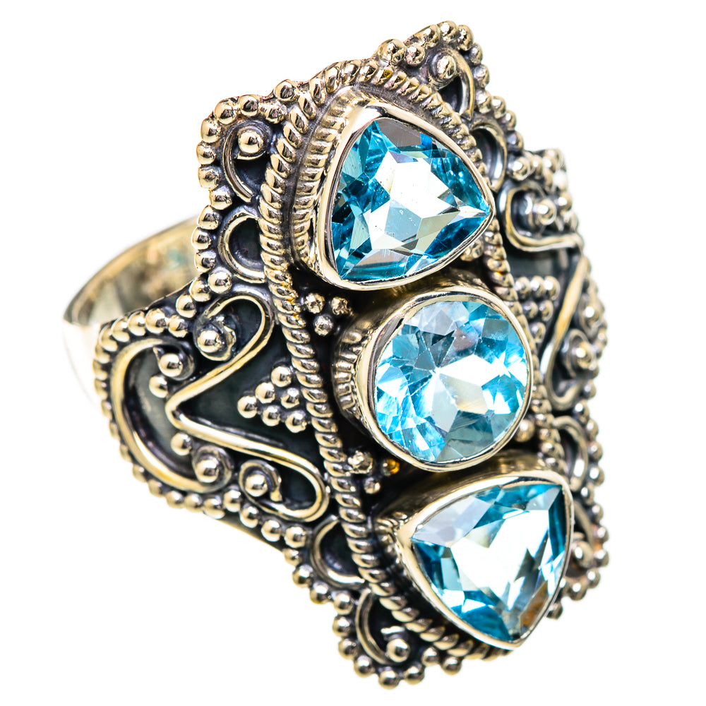 Blue Topaz Rings handcrafted by Ana Silver Co - RING101232