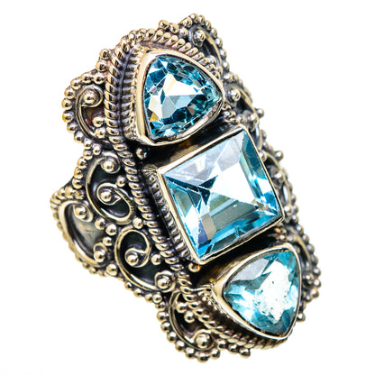 Blue Topaz Rings handcrafted by Ana Silver Co - RING101294