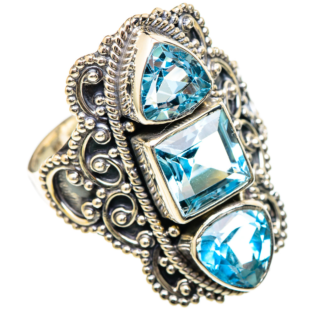 Blue Topaz Rings handcrafted by Ana Silver Co - RING101316