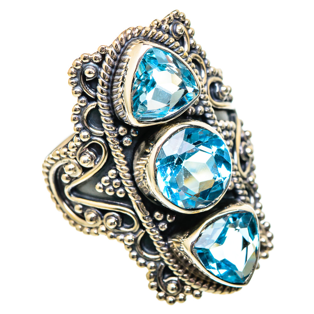 Blue Topaz Rings handcrafted by Ana Silver Co - RING101323