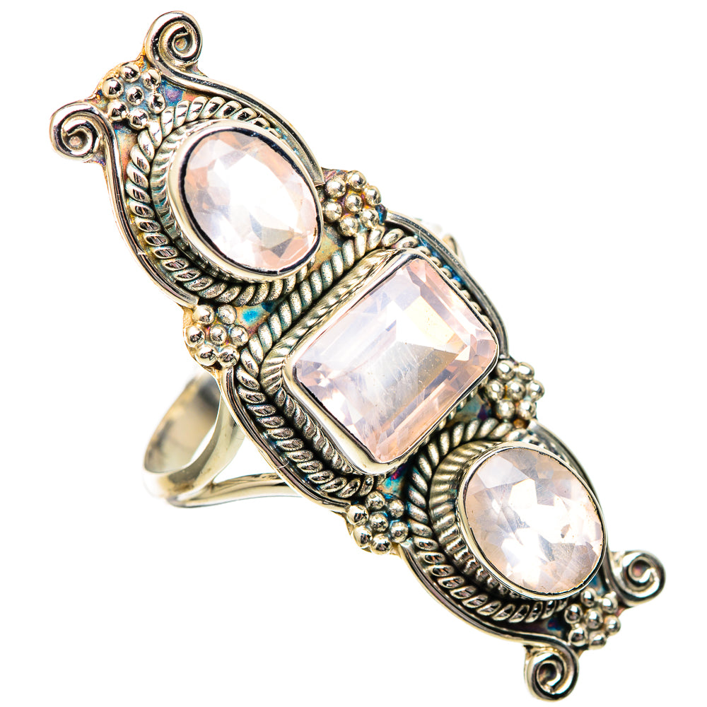 Rose Quartz Rings handcrafted by Ana Silver Co - RING101326