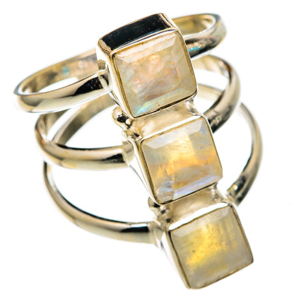 Rainbow Moonstone Rings handcrafted by Ana Silver Co - RING101350