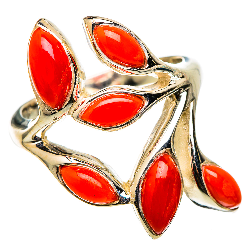Mediterranean Red Coral Rings handcrafted by Ana Silver Co - RING101369 - Photo 2