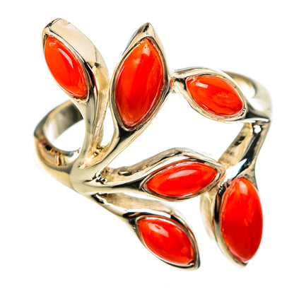 Mediterranean Red Coral Rings handcrafted by Ana Silver Co - RING101413 - Photo 2