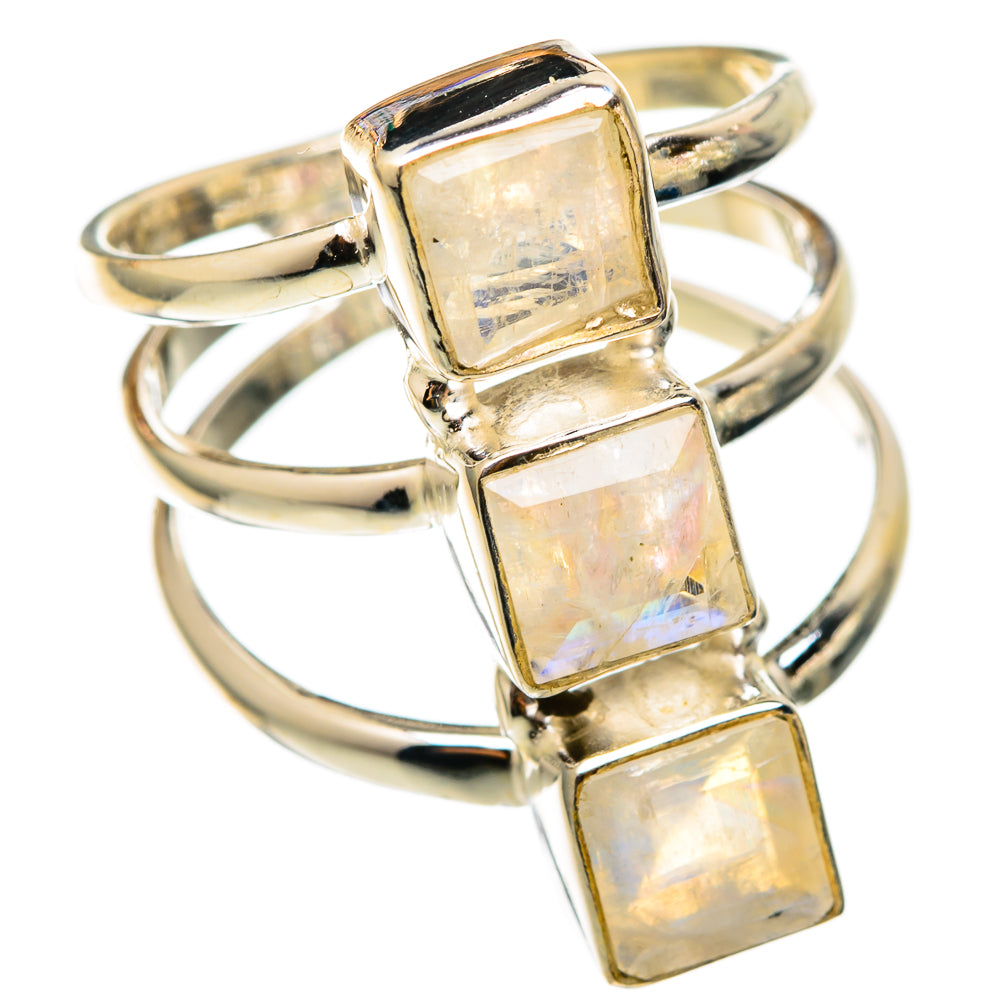 Rainbow Moonstone Rings handcrafted by Ana Silver Co - RING101435