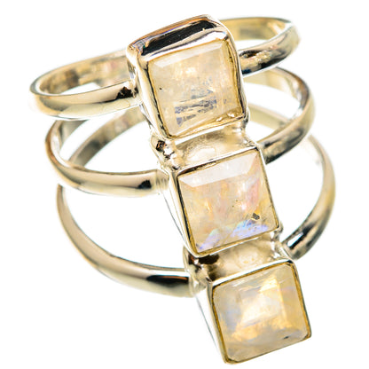 Rainbow Moonstone Rings handcrafted by Ana Silver Co - RING101435
